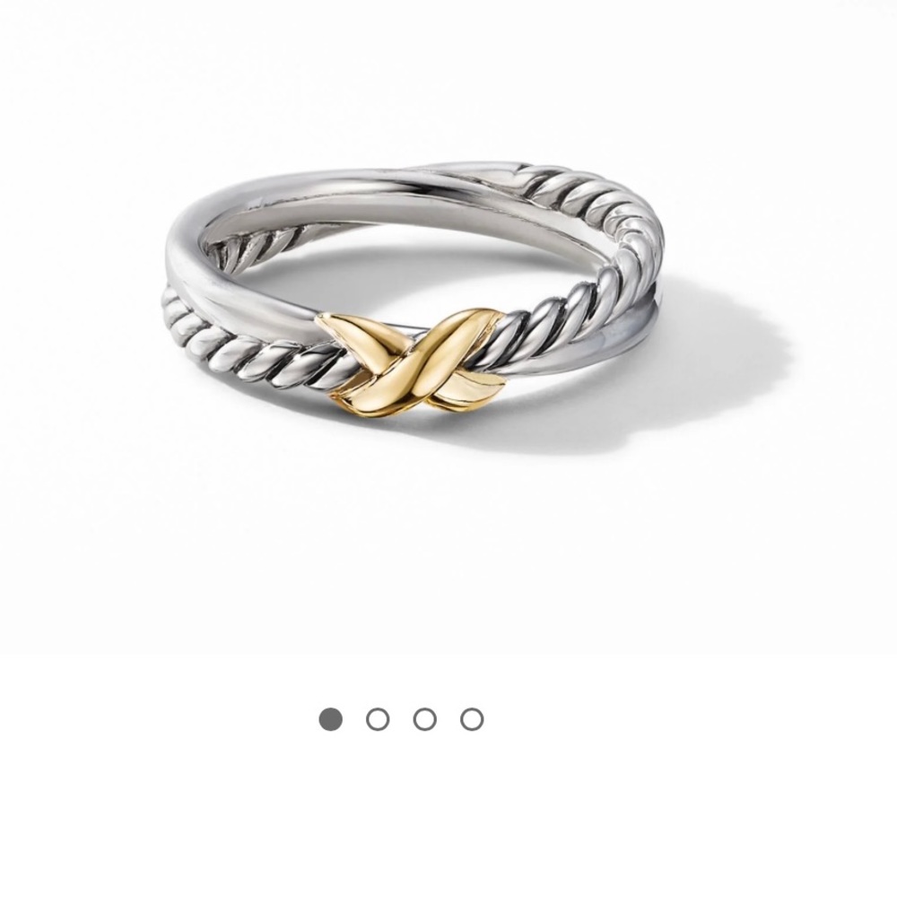 David Yurman Petite X Ring in Sterling Silver with 18K Yellow Gold